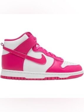 Nike Dunk High Top Sneakers in White & Hot Pink size 9 W